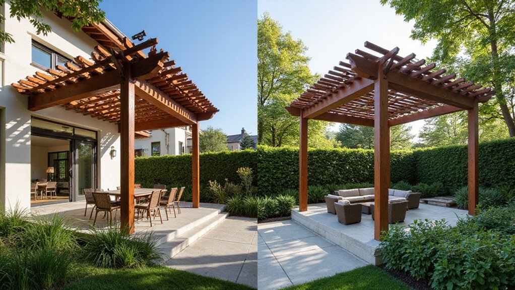 attached vs freestanding pergola options