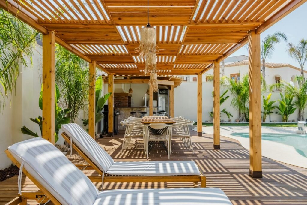 pergola beside Jacuzzi